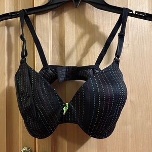Warner's Black Bra with Colorful Dots